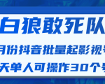 白狼敢死队最新抖音短视频批量起影视号(一天单人可操作30个号)视频课程-虚拟资源库