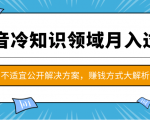 抖音冷知识领域月入过万项目,不适宜公开解决方案 ,抖音赚钱方式大解析!-虚拟资源库