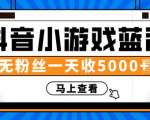 赚钱计划:抖音小游戏蓝海项目,无粉丝一天收入5000+-虚拟资源库