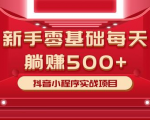 最新小白赚钱项目,零基础每天躺赚500+抖音小程序实战项目-虚拟资源库