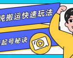 团队内部课程,短视频纯搬运快速玩法,批量快速起号的秘诀-虚拟资源库