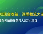 单日500现金收益，洞悉截流大法，一个批量化无脑操作的月入3万小项目-虚拟资源库