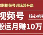 起航哥-第3期视频号核心机密：暴力搬运日入3000+月赚10万玩法-虚拟资源库