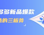 拼多多新品爆款打造的三板斧,快速提升销量+转化+点击率(视频课程)-虚拟资源库