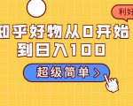 知乎好物从0开始到日入100,超级简单的玩法分享,新人一看也能上手操作-虚拟资源库