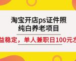 淘宝开店ps证件照,纯白养老项目,单人兼职稳定日100元(教程+软件+素材)-虚拟资源库