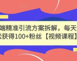 高端精准引流方案拆解,每天轻松获得100+粉丝【视频课程】-虚拟资源库