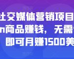 亚马逊社交媒体营销项目,推广Amazon商品赚钱,无需任何投资,即可月赚1500美元-虚拟资源库