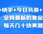 抖音+快手+今日头条+番茄畅听,全网最新的自动挂机撸金币,每天几十块美滋滋-虚拟资源库