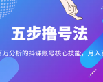 五步撸号法,掌握百万分析的抖课账号核心技能,从逻辑到实操-虚拟资源库