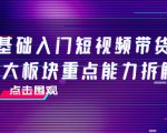 0基础入门短视频带货,七大板块重点能力拆解,7节精品课4小时干货-虚拟资源库