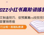 2022小红书高阶训练营:爆文制造技巧,低预算高roi投放技巧,内容营销思维-虚拟资源库