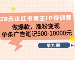 28天小红书博主IP特训营《第9期》做爆款,涨粉变现 单条广告笔记500-10000-虚拟资源库