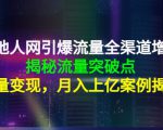 天地人网引爆流量全渠道增长:揭秘流量突然破点,流量变现,月入上亿案例-虚拟资源库