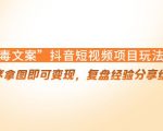 “毒文案”抖音短视频项目玩法,小程序拿图即可变现,复盘经验分享给大家-虚拟资源库