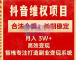 新版抖音维权项目每单利润1000+,合法合规,长期稳定,月入3W+价值1999元-虚拟资源库