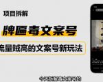 2023抖音快手毒文案新玩法,牌匾文案号,起号快易变现-虚拟资源库