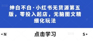 绅白不白·小红书无货源第五版，零投入起店，无脑图文精细化玩法-虚拟资源库