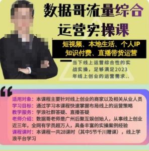 数据哥流量综合运营实操课:短视频、本地生活、个人IP知识付费、直播带货运营-虚拟资源库
