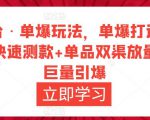 万相台·单爆玩法,单爆打造流程+单品快速测款+单品双渠放量+単品巨量引爆-虚拟资源库