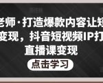 不韦老师·打造爆款内容让短视频快速变现,抖音短视频IP打造及直播课变现-虚拟资源库
