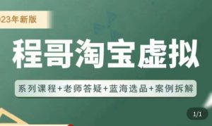 程哥·2023淘宝蓝海虚拟电商，虚拟产品实操运营，蓝海选品+案例拆解-虚拟资源库