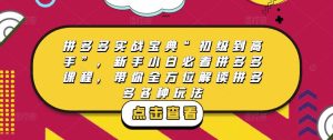 拼多多实战宝典“初级到高手”,新手小白必看拼多多课程,带你全方位解读拼多多各种玩法-虚拟资源库