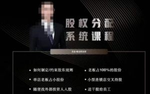韩老师聊美业-美业股权分配系统课程，如何制定约束股东规则+老板占100%的股份+单店老板占小股份等-虚拟资源库
