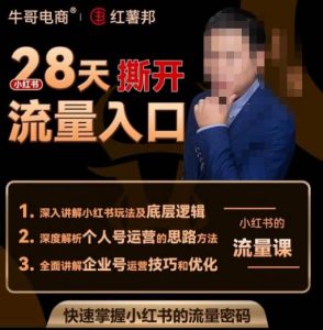 牛哥电商红薯邦28天撕开小红书流量入口,小红书运营系列课,快速掌握小红书的流量密码-虚拟资源库