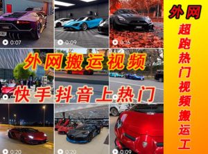 外面收费398元外网超跑豪车汽车视频搬运至快手抖音上热门项目,只需一步手机就可以操作-虚拟资源库