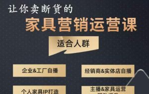 让你卖断货的家具营销运营课,打造高销量家具账号(短视频+直播+人物IP)-虚拟资源库