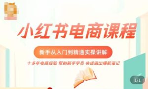 小红书电商新手入门到精通实操课,从入门到精通做爆款笔记,开店运营-虚拟资源库