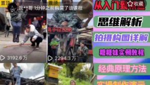 东方糖糖妹抖音短视频全套实战课思维+拍摄+剪辑+运营,从入门到精通-虚拟资源库