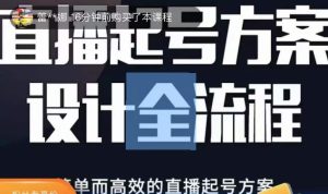 2023正价控流起号课,直播起号方案设计全流程,简单而高效的直播起号方案-虚拟资源库