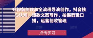 短视频创作和全流程导演创作，抖音核心认知，爆款文案写作，拍摄剪辑口播，运营创收管理-虚拟资源库