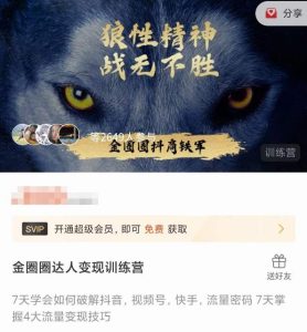 金圈圈达人变现训练营,7天学会如何破解抖音视频号快手流量密码,7天掌握4大流量变现技巧-虚拟资源库