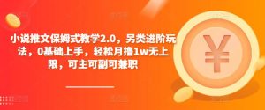 小说推文保姆式教学2.0,另类进阶玩法,0基础上手,轻松月撸1w无上限,可主可副可兼职-虚拟资源库
