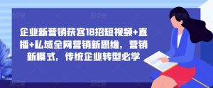企业新营销获客18招短视频+直播+私域全网营销新思维,营销新模式,传统企业转型必学-虚拟资源库