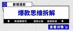 影视混剪爆款思维拆解，从混剪认知到0粉丝小号案例，讲防违规技巧，混剪遇到的问题如何解决等-虚拟资源库