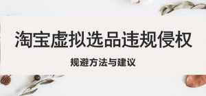 淘宝虚拟违规侵权规避方法与建议，6个部分详细讲解，做虚拟资源必看-虚拟资源库