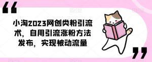 小淘2023网创类粉引流术,自用引流涨粉方法发布,实现被动流量-虚拟资源库