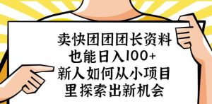 卖快团团团长资料也能日入100+新人如何从小项目里探索出新机会-虚拟资源库