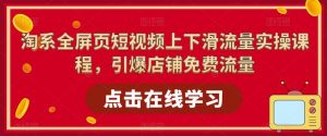 淘系全屏页短视频上下滑流量实操课程，引爆店铺免费流量-虚拟资源库