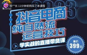 李扭扭·2023自然流运营技巧,纯自然流不亏品起盘直播间,实战直播带货课(视频课+话术文档)-虚拟资源库