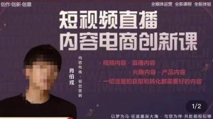 肖伯戎·短视频直播内容电商创新课,一切流量的获取和转化都需要好的内容-虚拟资源库