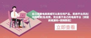 自己搭建电商商城可以卖任何产品,完全属于自己的电商平台【拼团商城源码+视频教程】-虚拟资源库