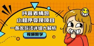 抖音表情包小程序变现项目，一条龙玩法详细大解析，视频版学习！-虚拟资源库