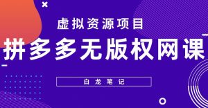 【白龙笔记】拼多多无版权网课项目，月入5000的长期项目，玩法详细拆解【揭秘】-虚拟资源库