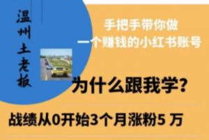 温州土老板·小红书引流获客训练营,手把手带你做一个赚钱的小红书账号-虚拟资源库