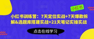 小红书训练营:7天定位实战+7天爆款拆解&选题库搭建实战+21天笔记实操实战-虚拟资源库
